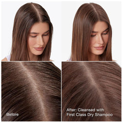 IGK First Class Charcoal Detox Dry Shampoo applying action on roots for quick refresh