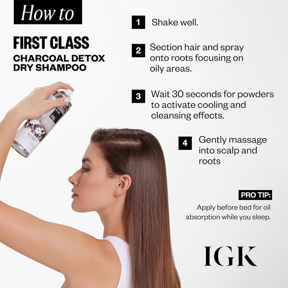IGK First Class Charcoal Detox Dry Shampoo lightweight finish for touchable lift