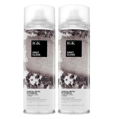 IGK First Class Charcoal Detox Dry Shampoo pack shot featuring a 2-pack for convenient refresh
