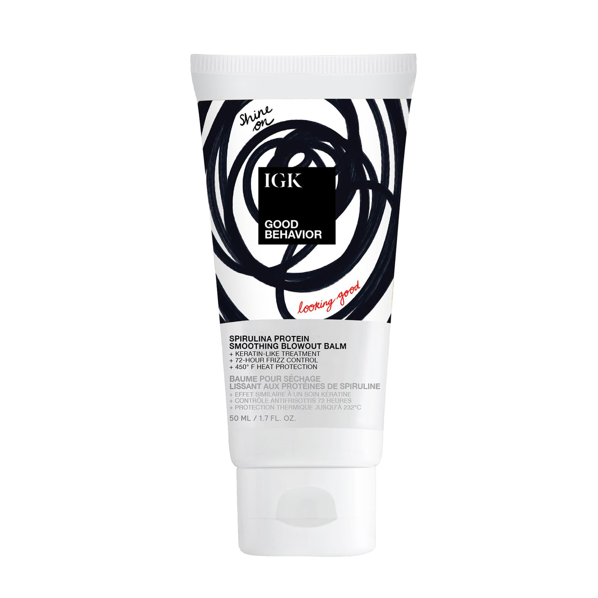IGK GOOD BEHAVIOR: botella de spirulina, suaviza y controla frizz al peinar