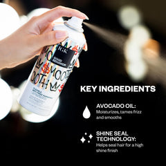 IGK Good Behavior hairspray finish highlighting high shine.