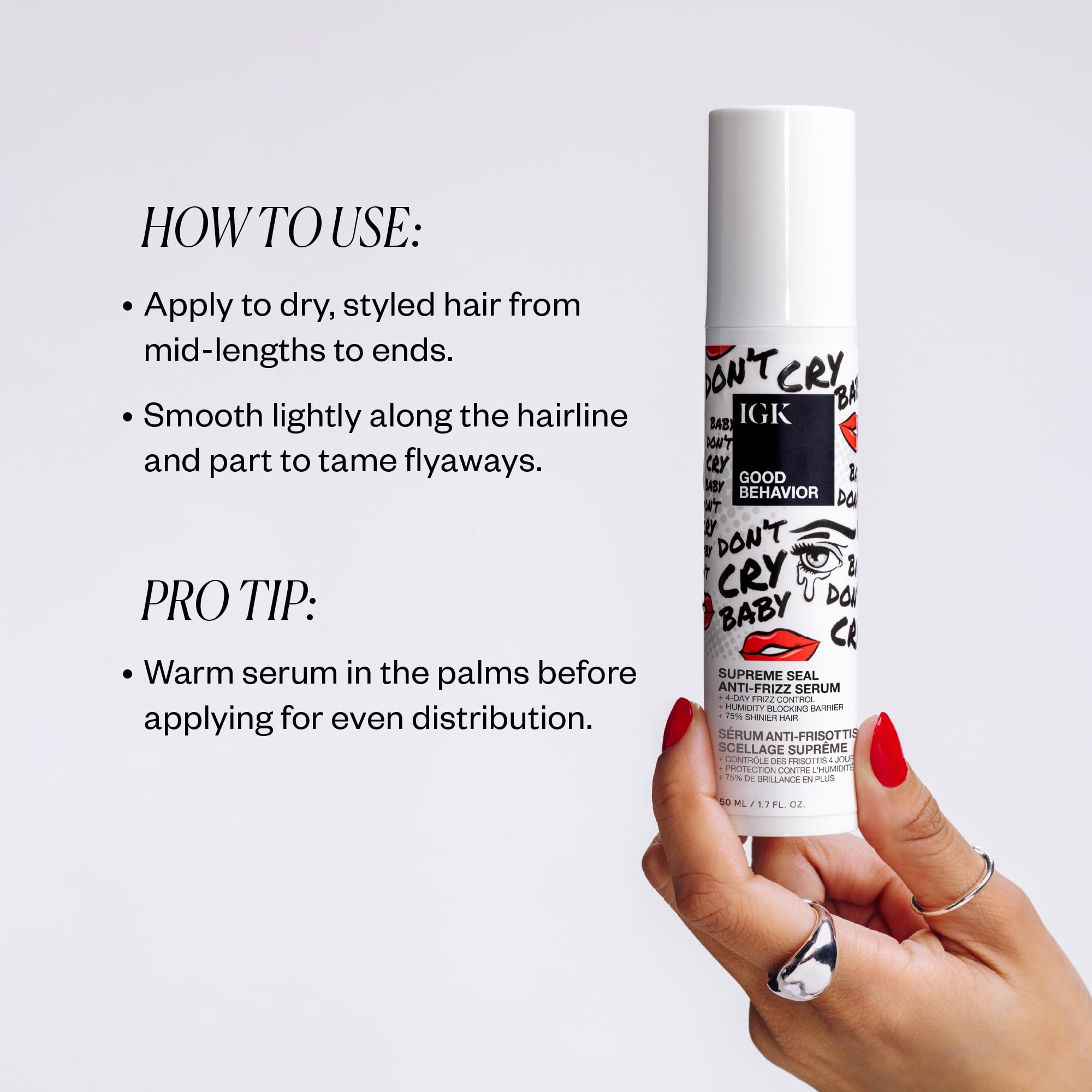 IGK Good Behavior hair shows mirror-like shine after use.
