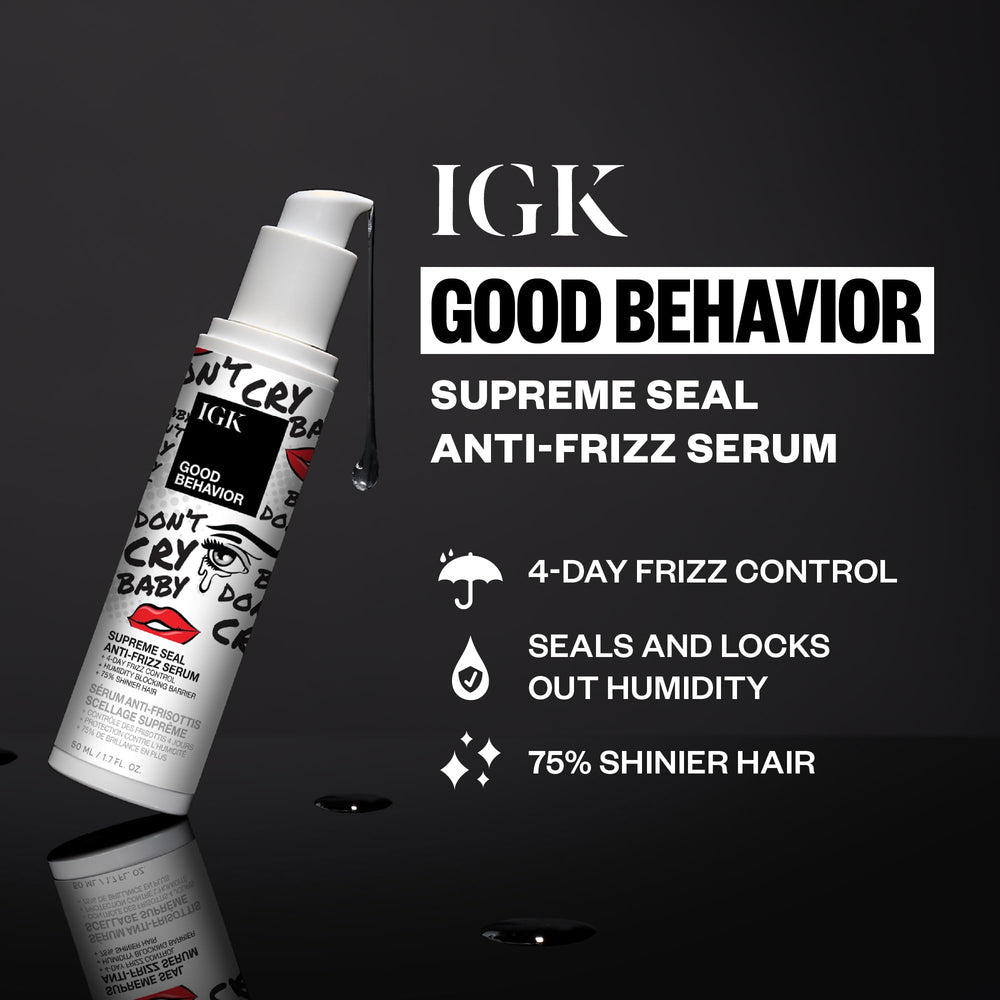 IGK Good Behavior serum poured for easy application.