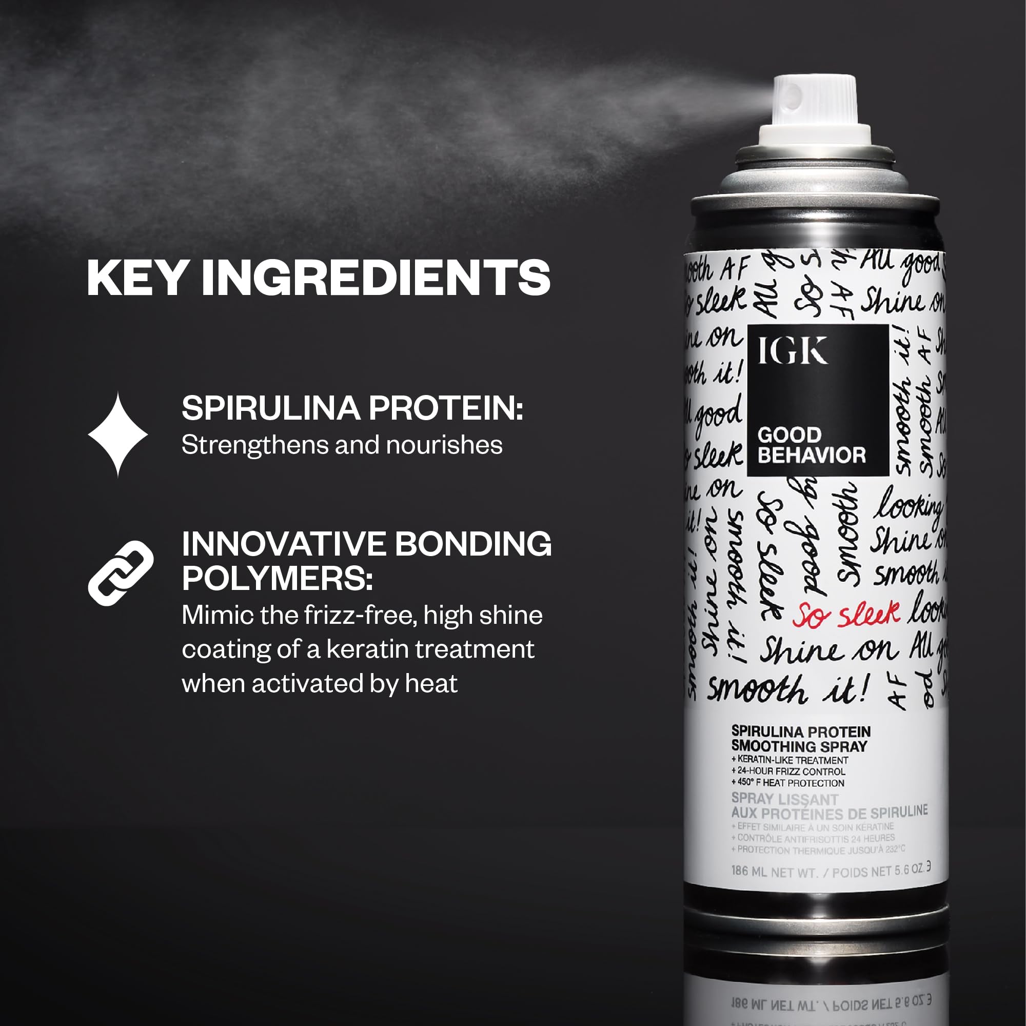 IGK Good Behavior bottle demonstrates lightweight, quick-dry styling.