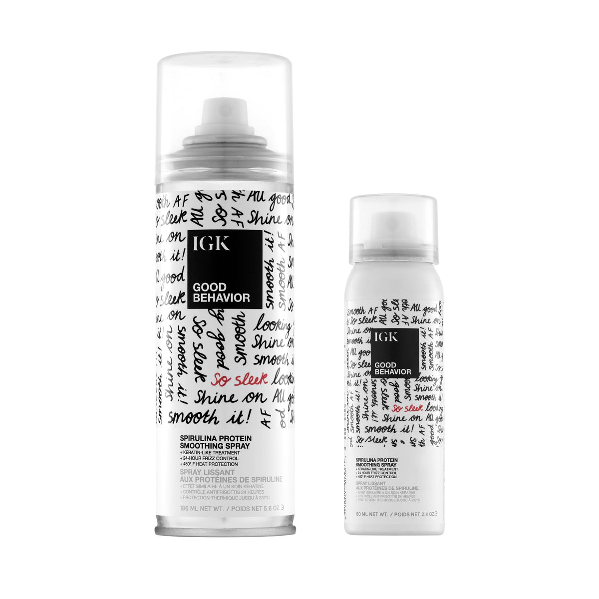 IGK Good Behavior Spirulina Smoothing Spray bottle for keratin-like smoothing on damp hair