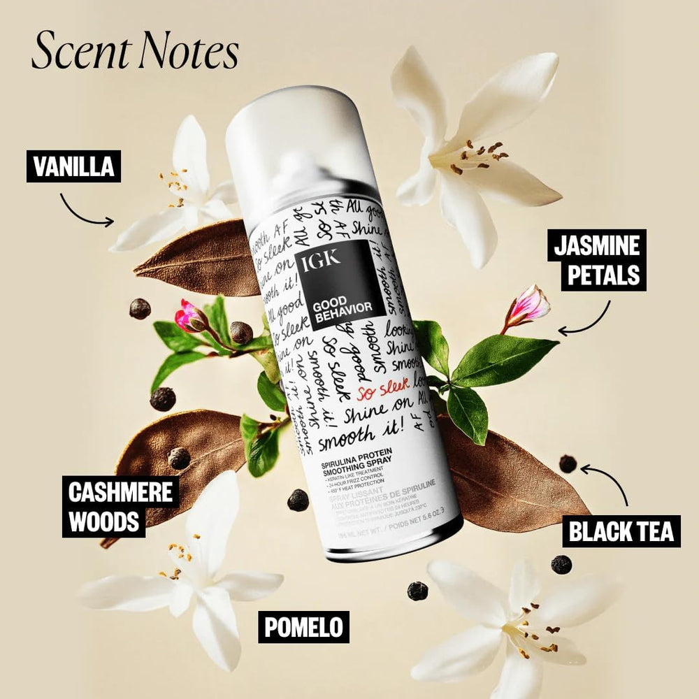 IGK Good Behavior 4-in-1 mist being dispensed for styling.