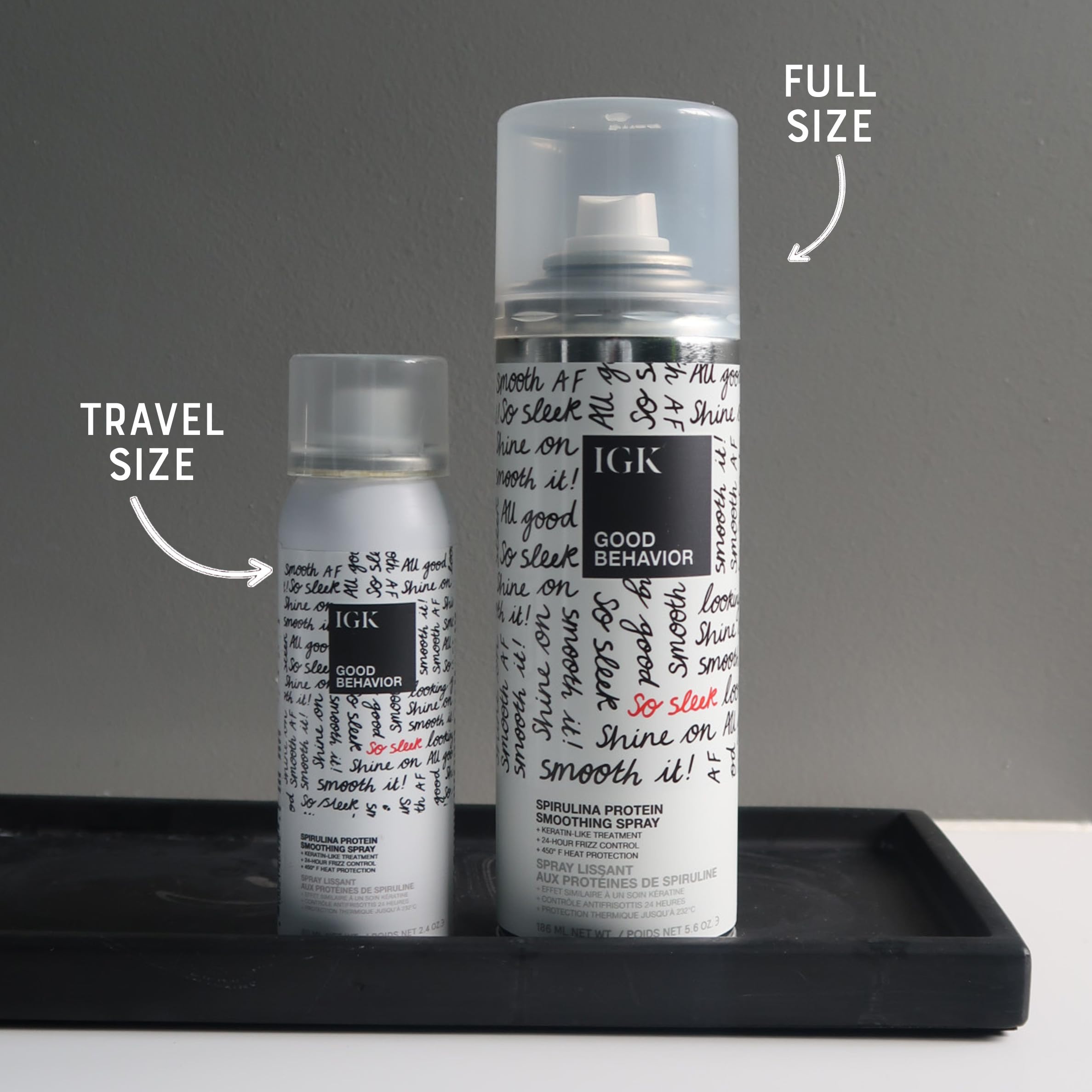 IGK Good Behavior travel-size spray bottle ideal for on-the-go frizz control