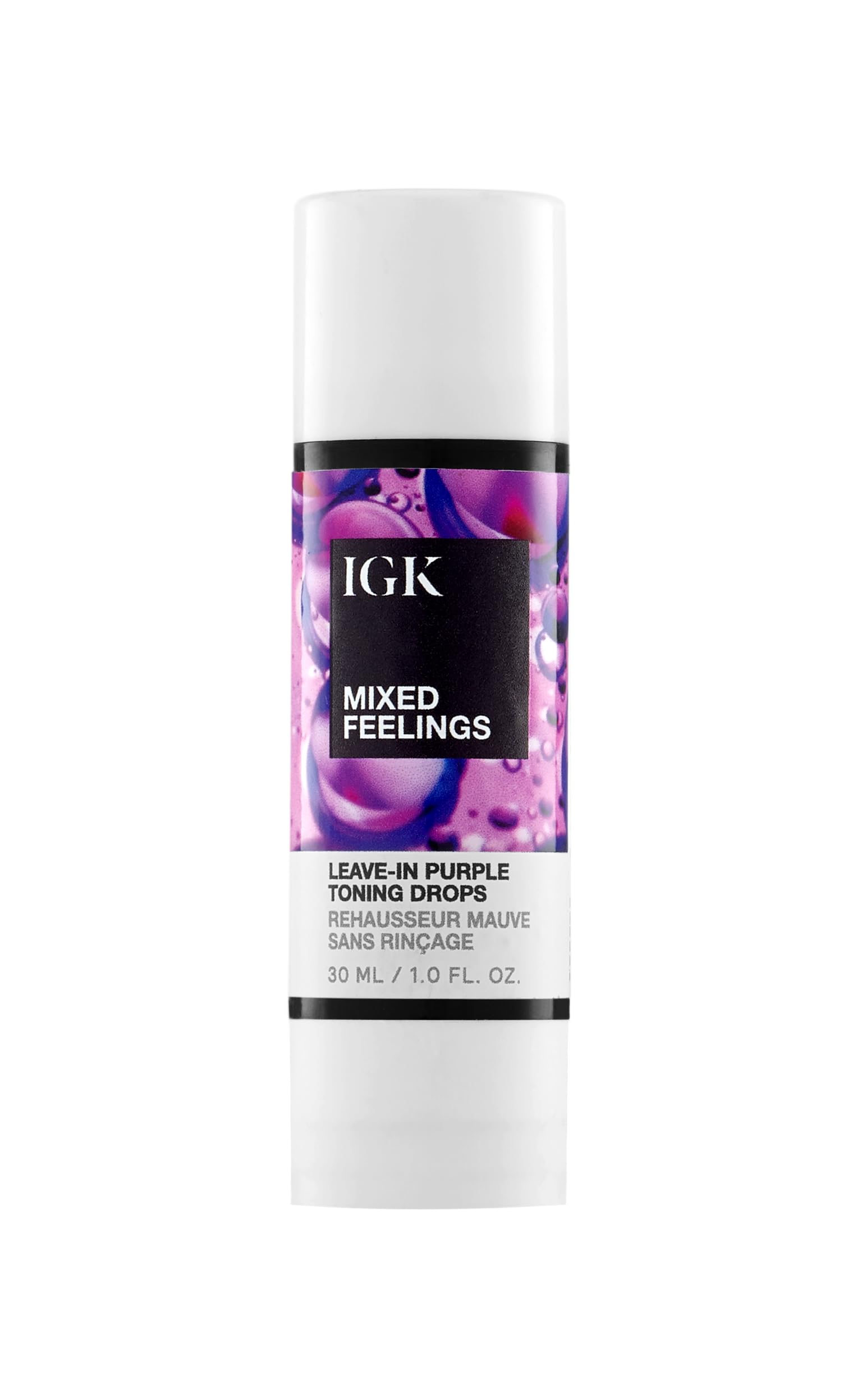 IGK Mixed Feelings leave-in toning drops bottle helps banish brass.