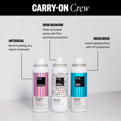 IGK DISCO DISCO shine spray provides lightweight gloss without weighing hair down.