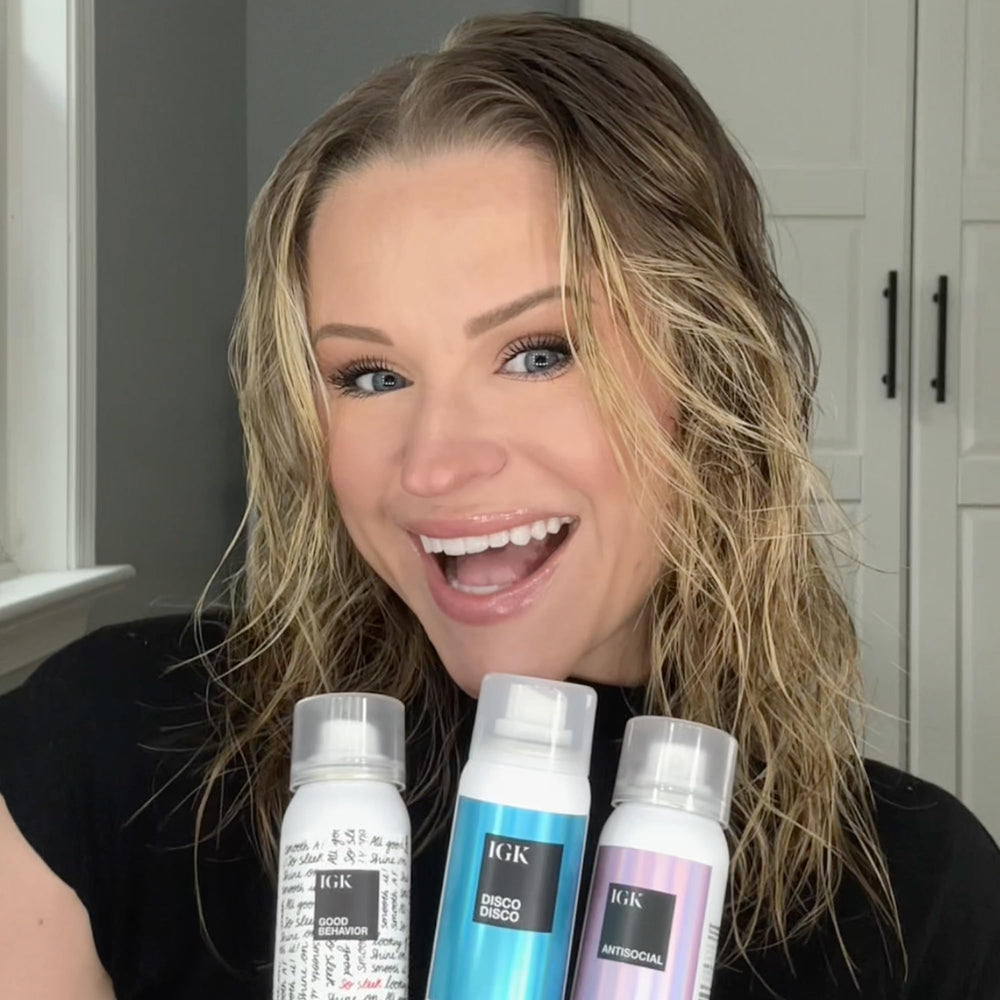 IGK Gift-ready holiday kit ideal for gifting and on-the-go hair touch-ups.