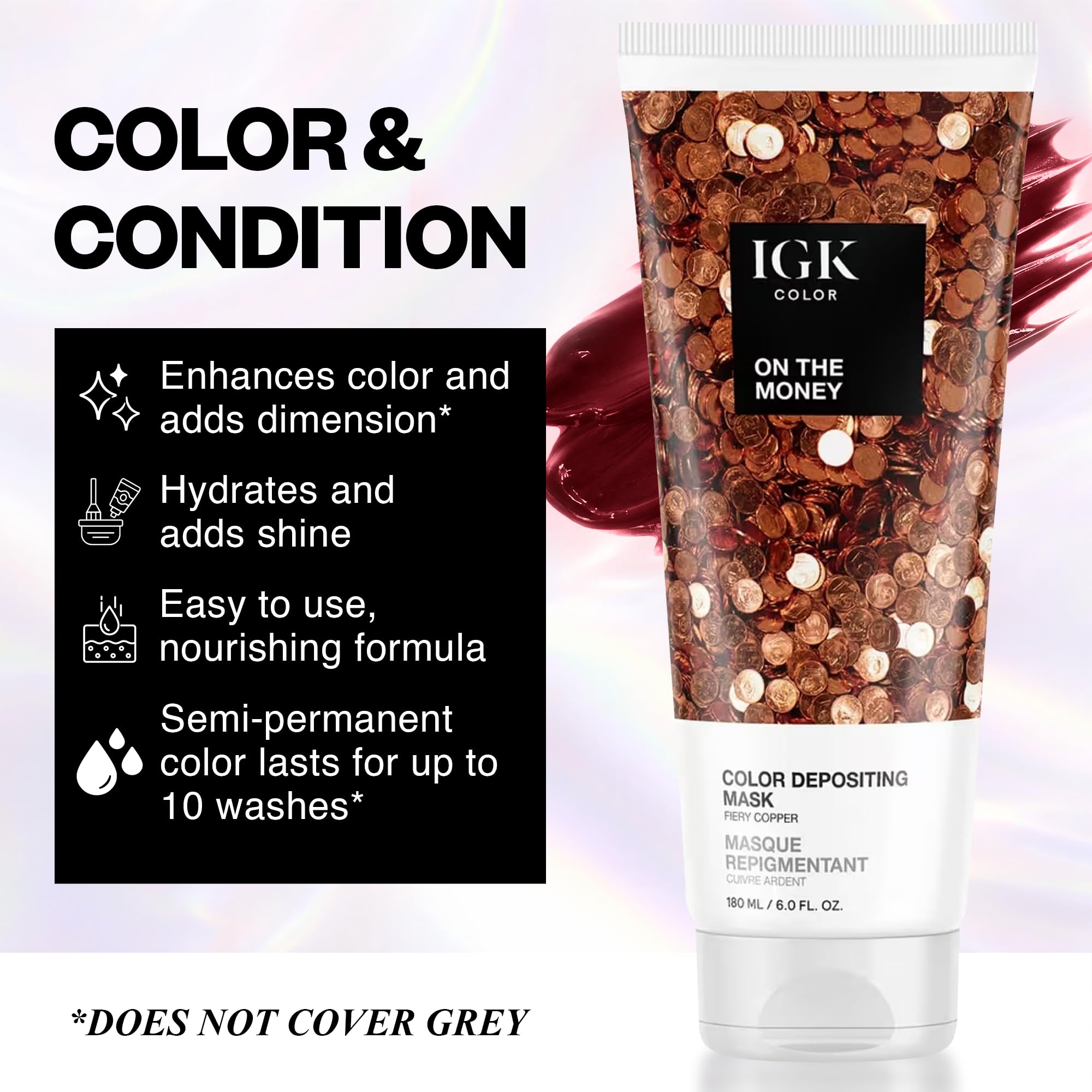 IGK On The Money cream texture shows nourishing coating for semi-permanent shine.