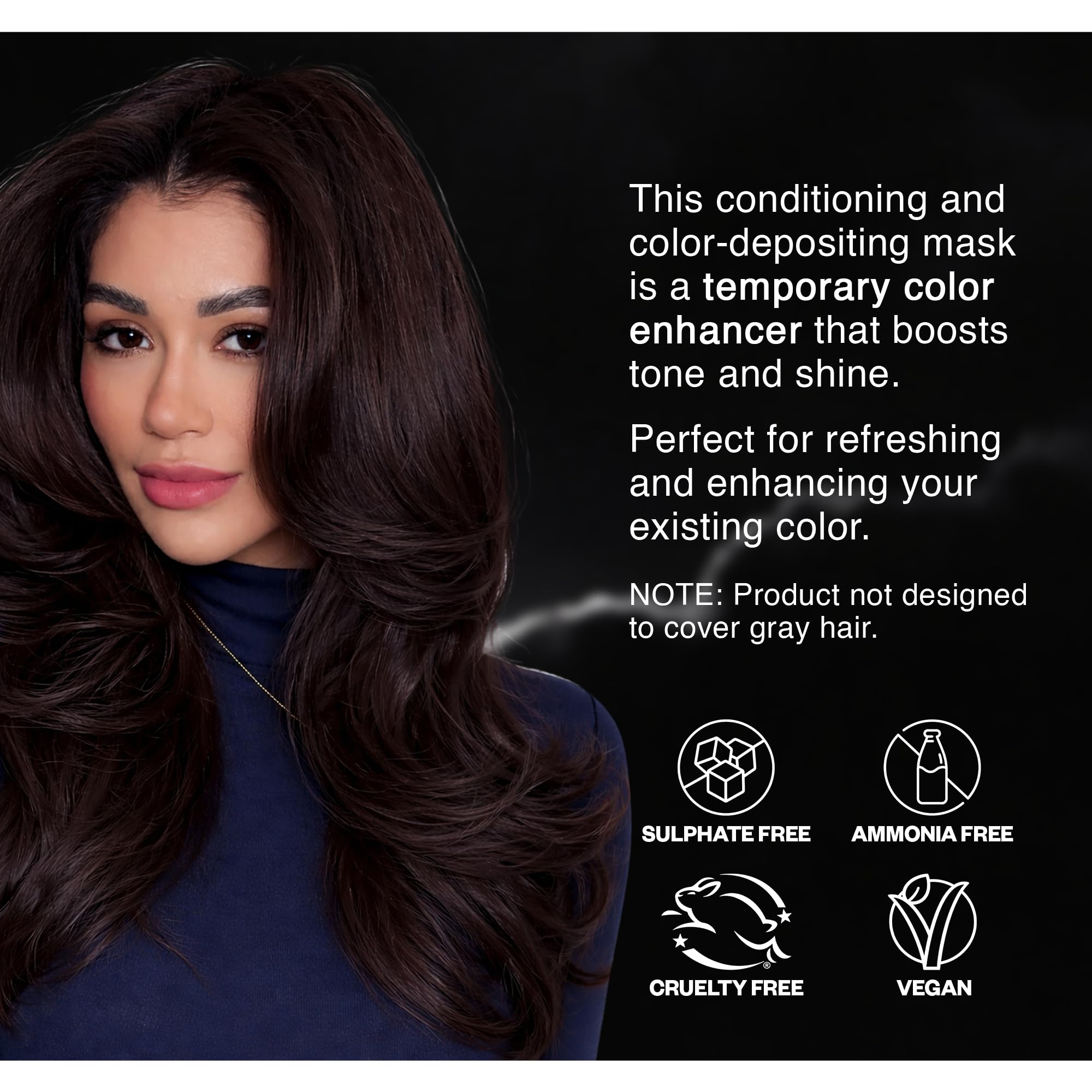 IGK Pitch Black hair after use shows lasting gloss and depth.
