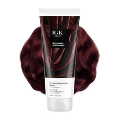 IGK Williams Burgundy color depositing mask bottle for vibrant semi-permanent tone