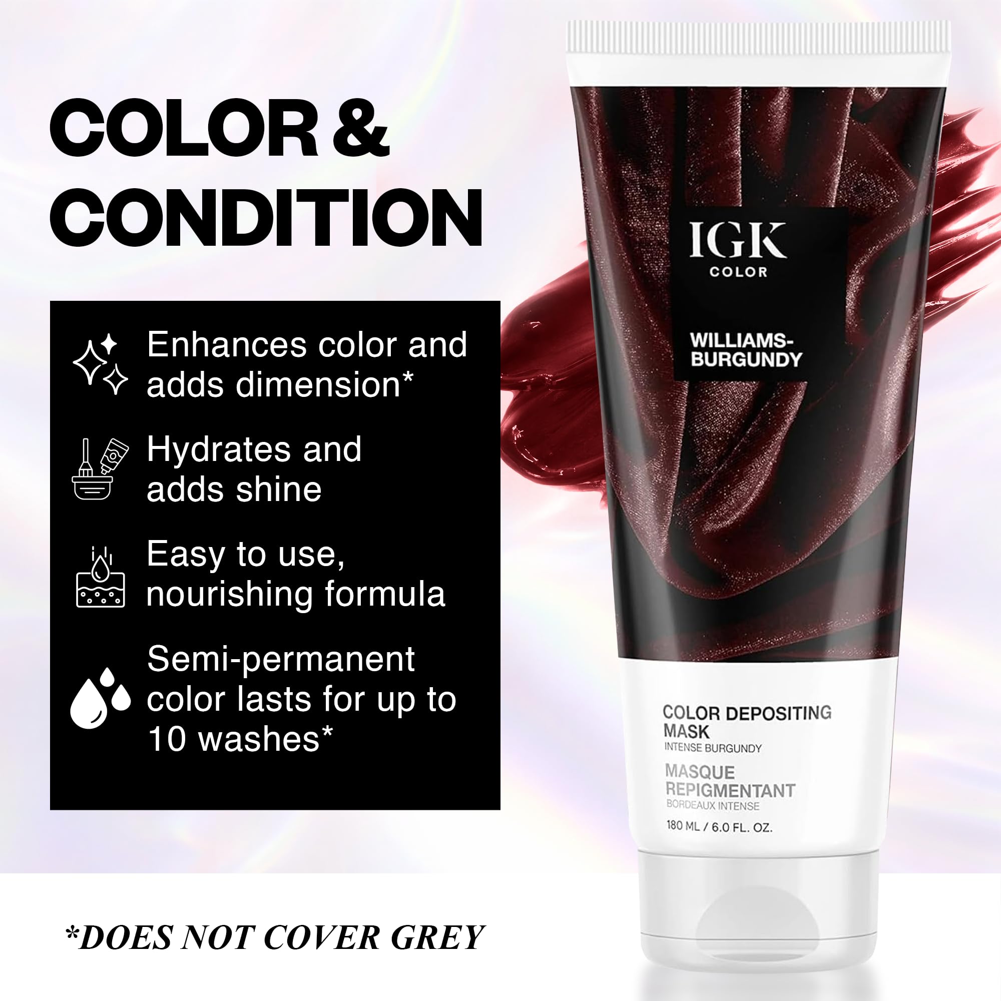 IGK Williams Burgundy mask cream swirl highlights rich merlot-berry tone