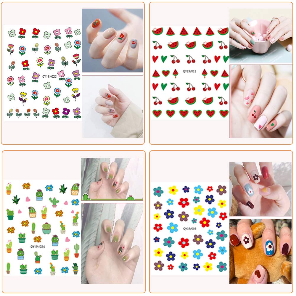 IHUKEIT decoraciones con animales y plantas para uñas fáciles de aplicar.