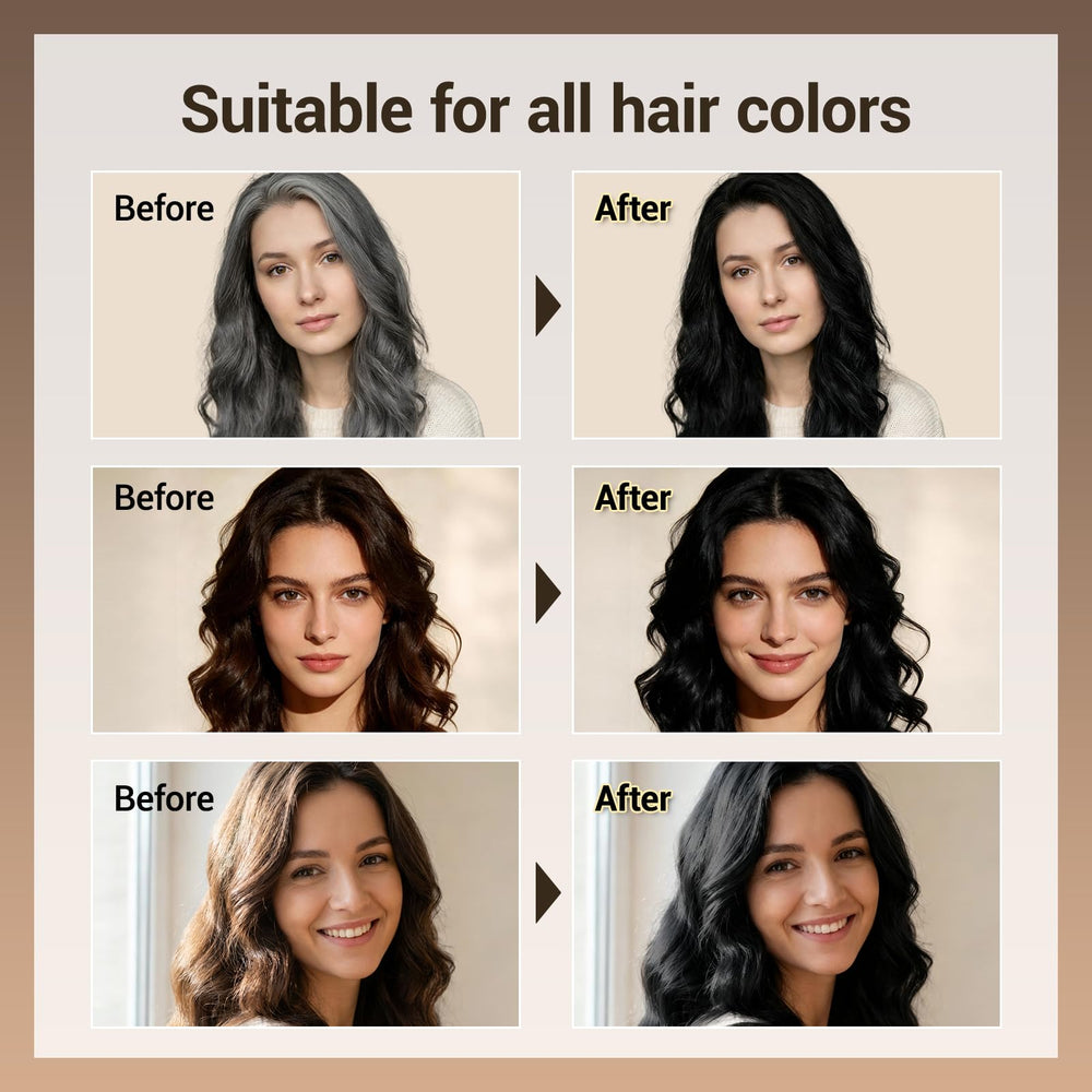 IIIMEIDU dark shiny hair after use with gray coverage