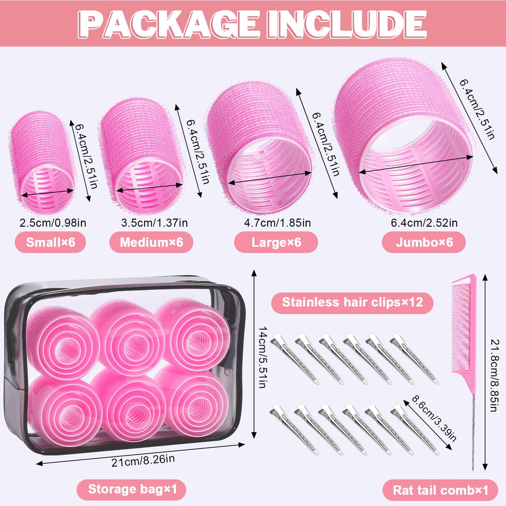 IKOCO Hair Rollers Set sizes arranged for easy selection of waves or curls.