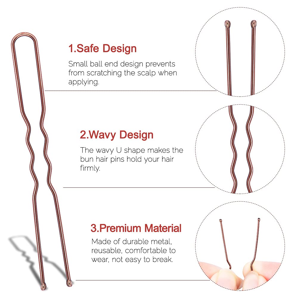 IKOCO 2.4 inch brown hair pin securing a bun without snagging