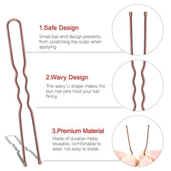 IKOCO 2.4 inch brown hair pin securing a bun without snagging