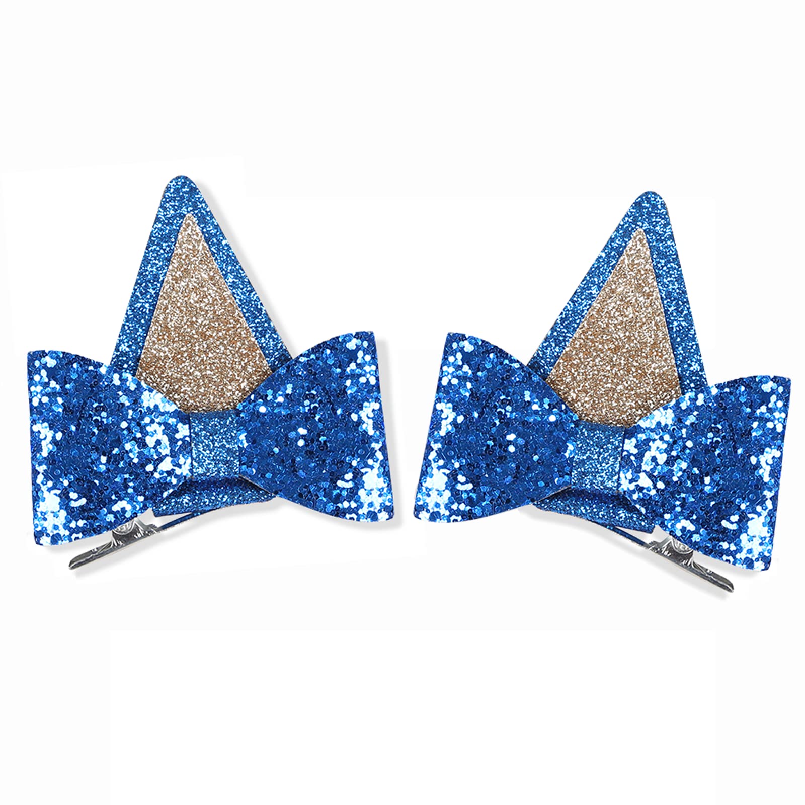 IKUHRMO orejas azules para pelo con brillo, ideal para fiestas y disfraces