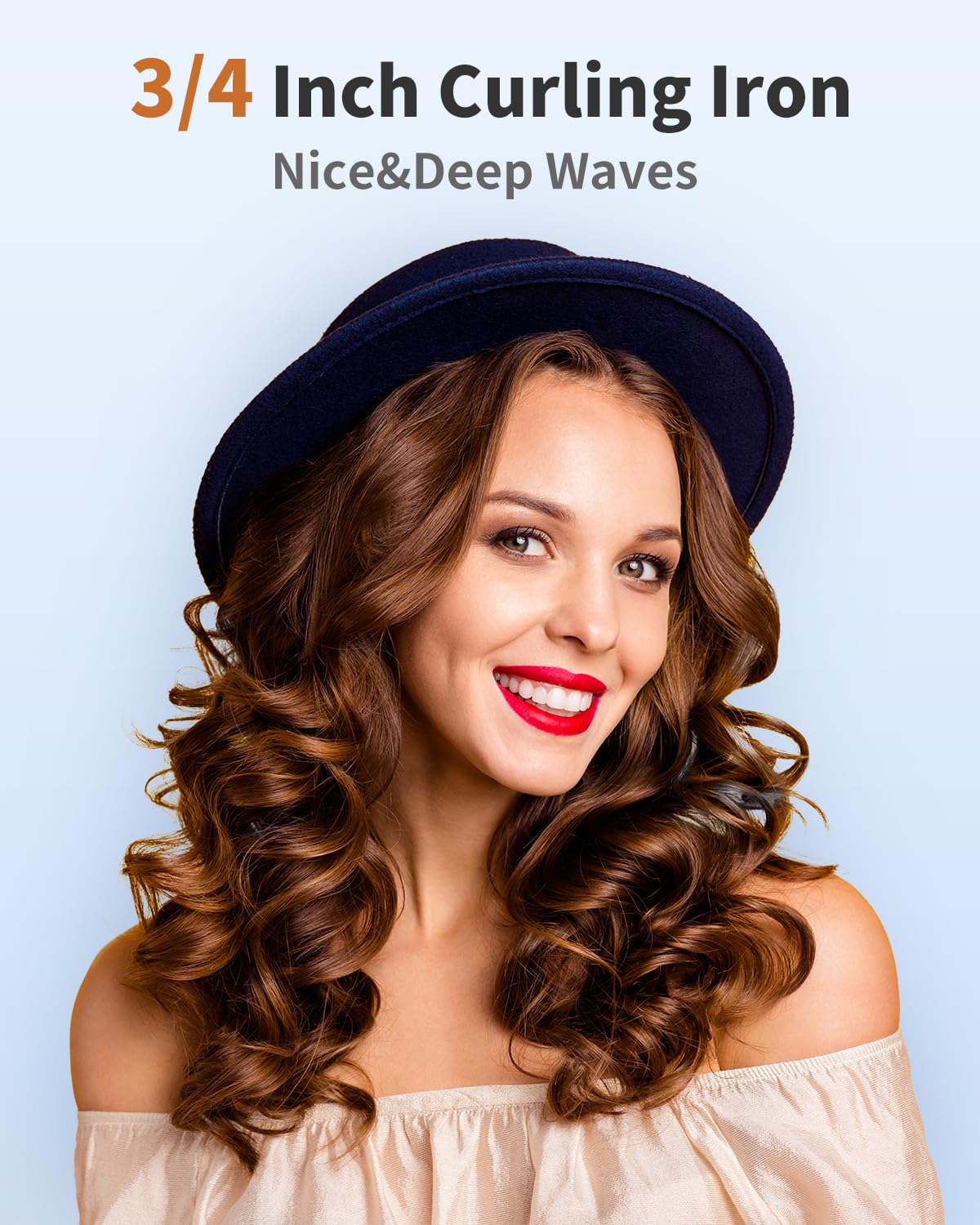 IKV curling wand achieving beach waves with natural volume.