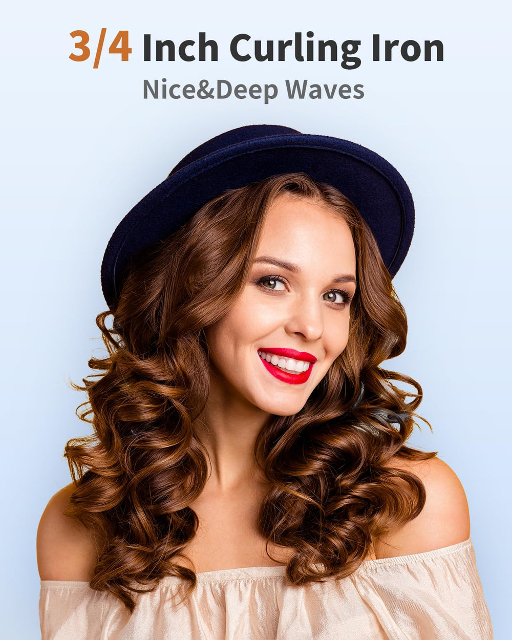 IKV curling wand achieving beach waves with natural volume.