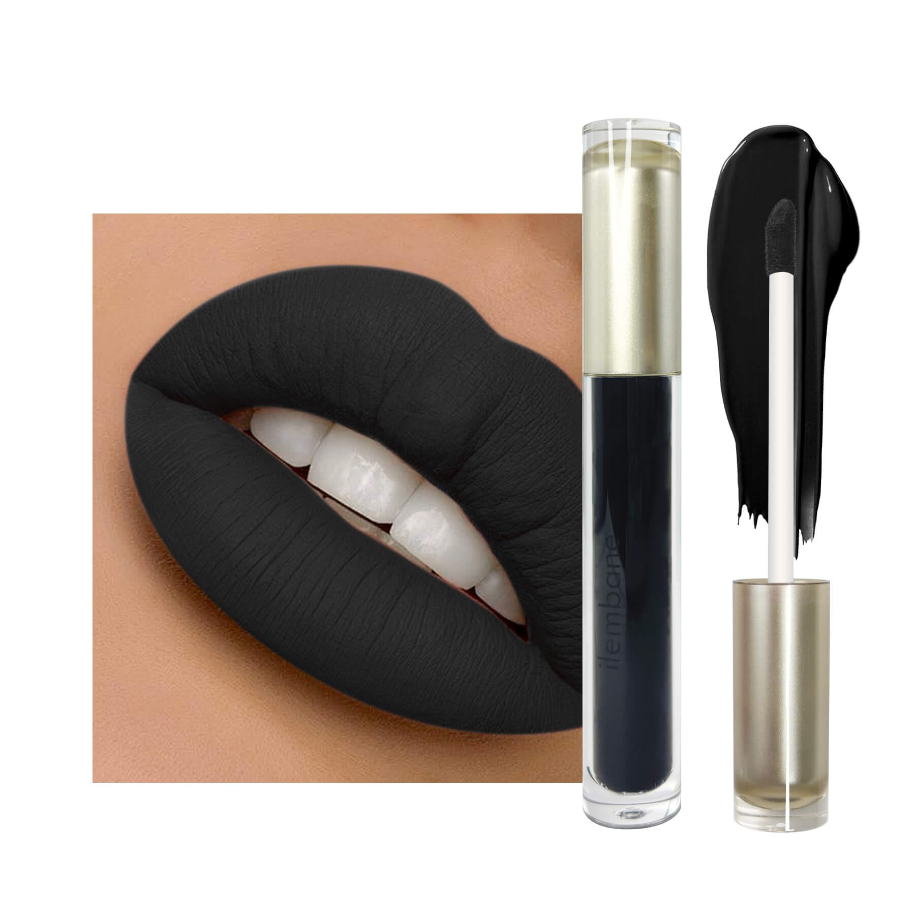 ilembane labial líquido negro mate con aplicación precisa para definir los labios.