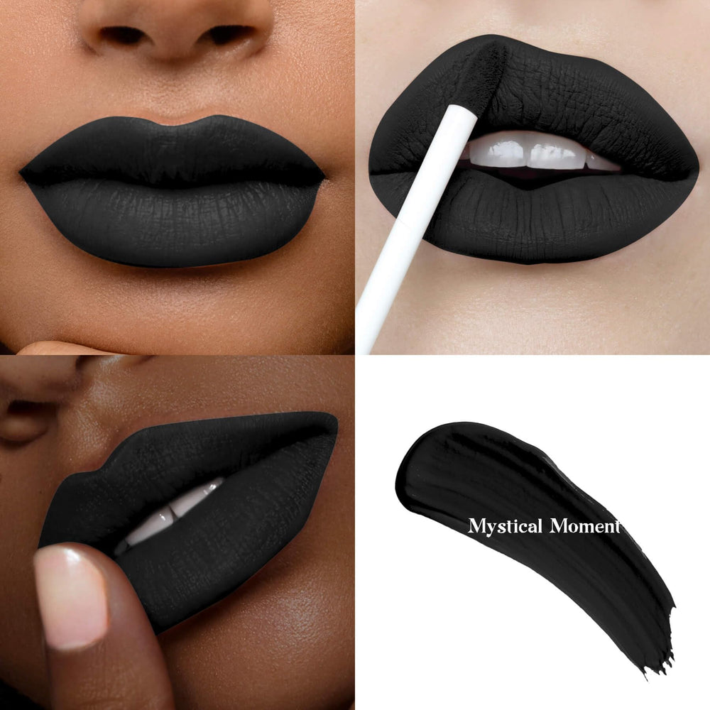 ilembane labial líquido negro mate textura ligera para sensación cómoda.