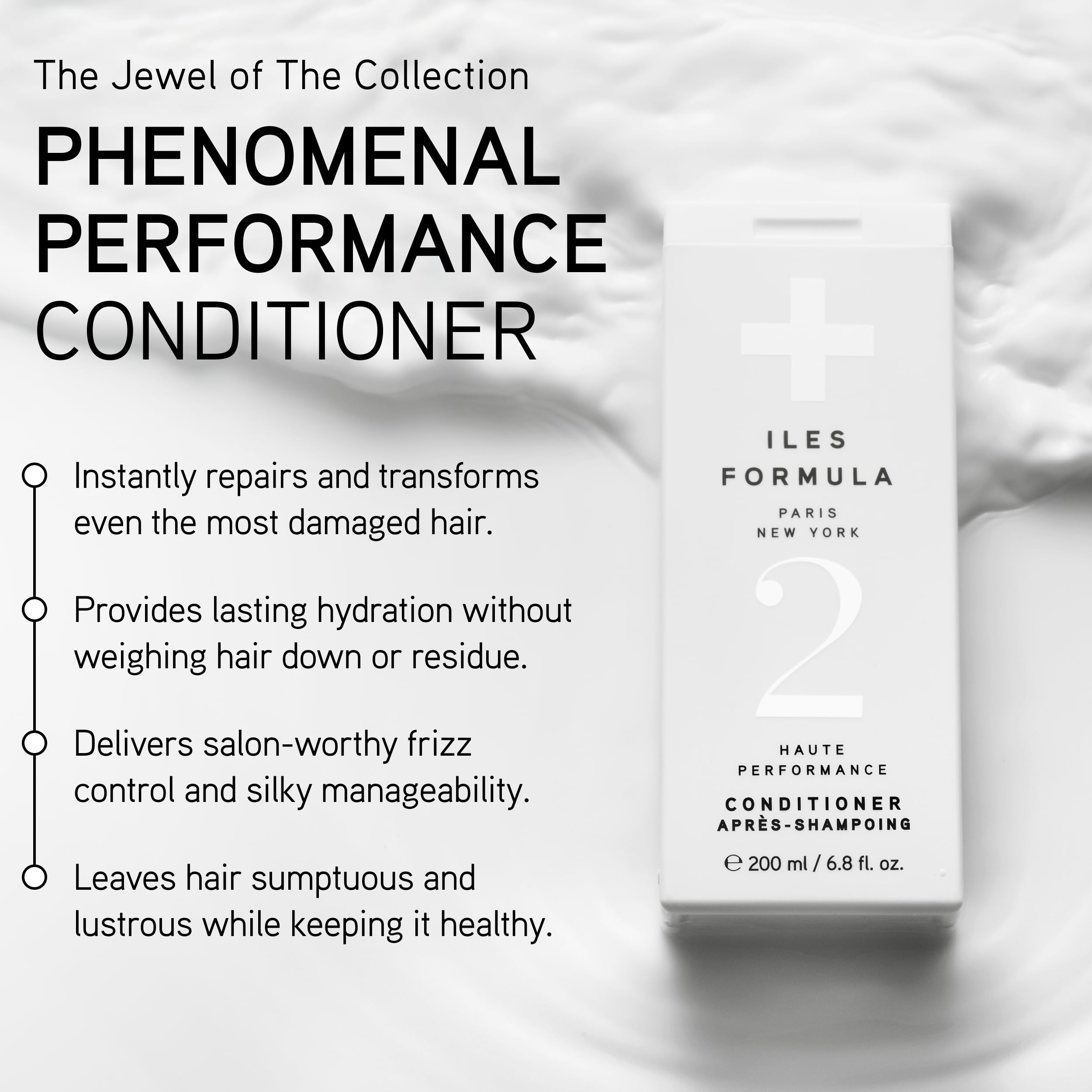 Iles Formula conditioner application on dry hair for instant softness and detangling