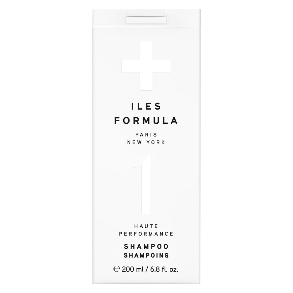 ILES FORMULA shampoo bottle demonstrates hydrating formula for dry hair.