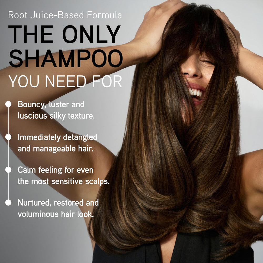 ILES FORMULA frizz-control shampoo image highlights smoother strands.