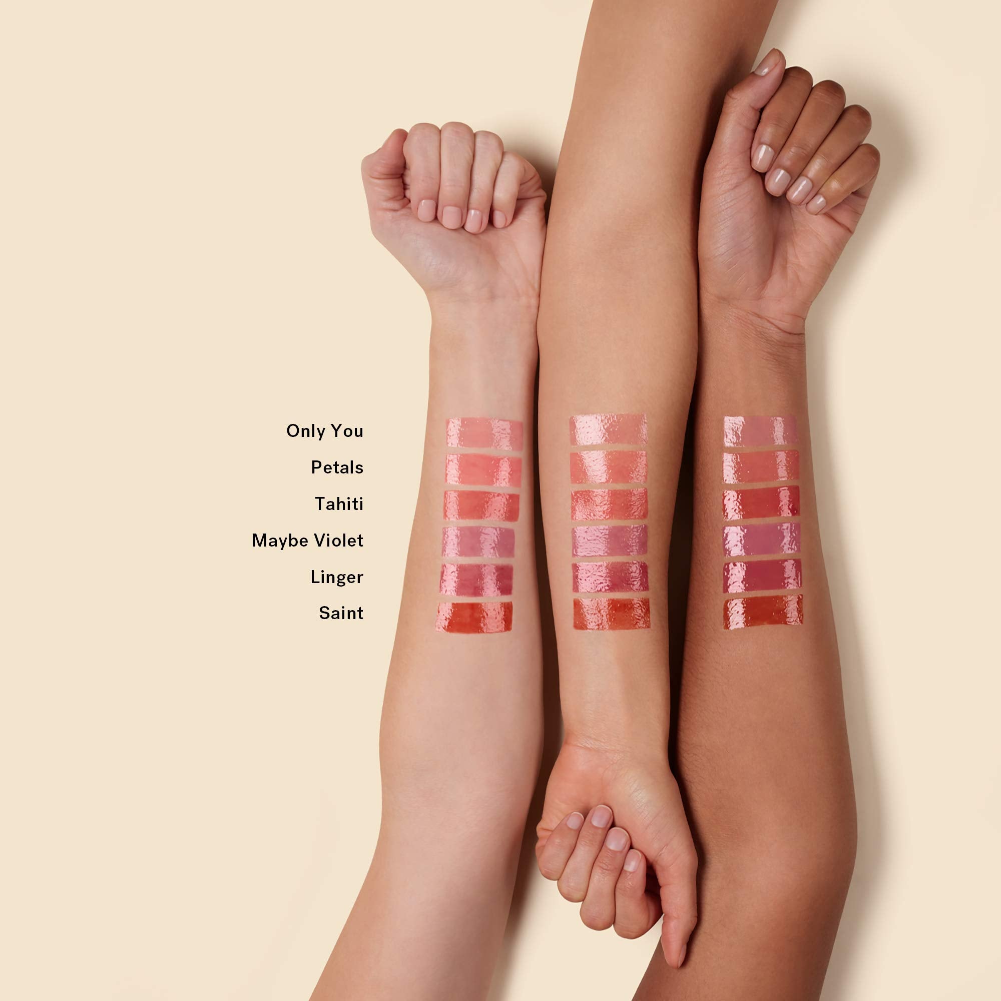 Close-up of ILIA Balmy Gloss Lip Oil with hyaluronic acid for hydration.