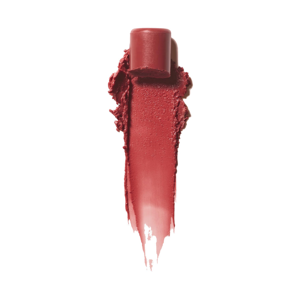 Lip swatch of ILIA Balmy Tint Lullaby on lips for sheer color.