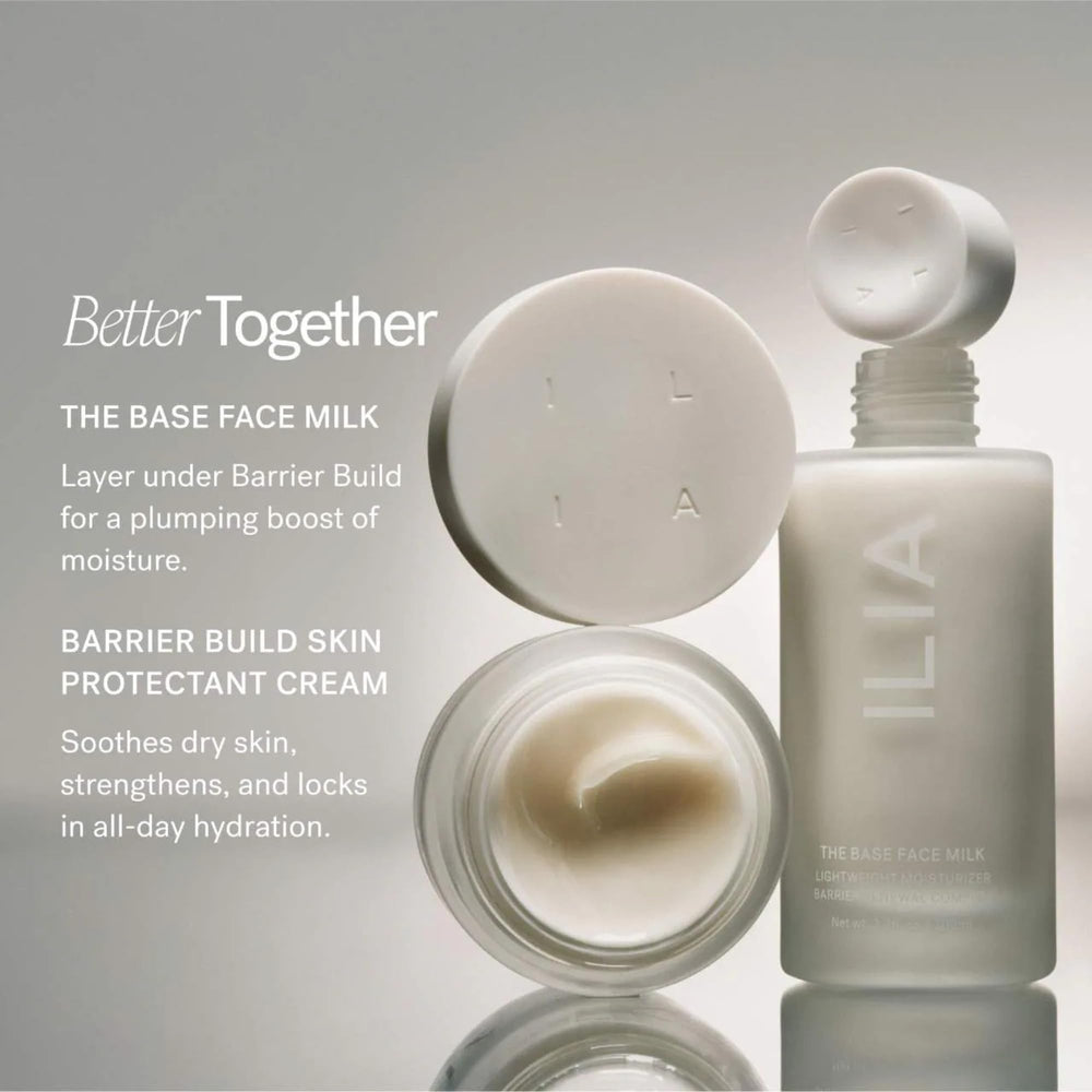 ILIA Barrier Build Cream being applied to hand for a simple routine