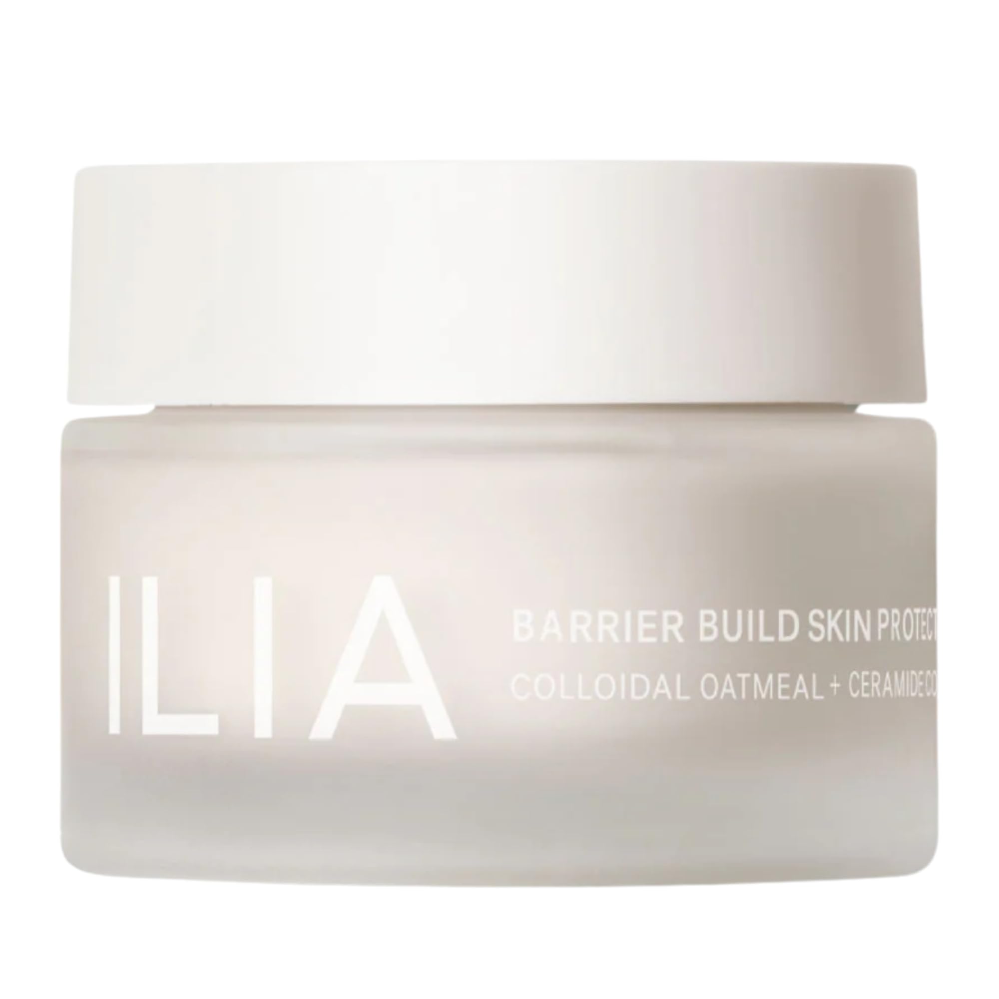 ILIA Barrier Build Cream jar front view with cushiony hydration for calm skin