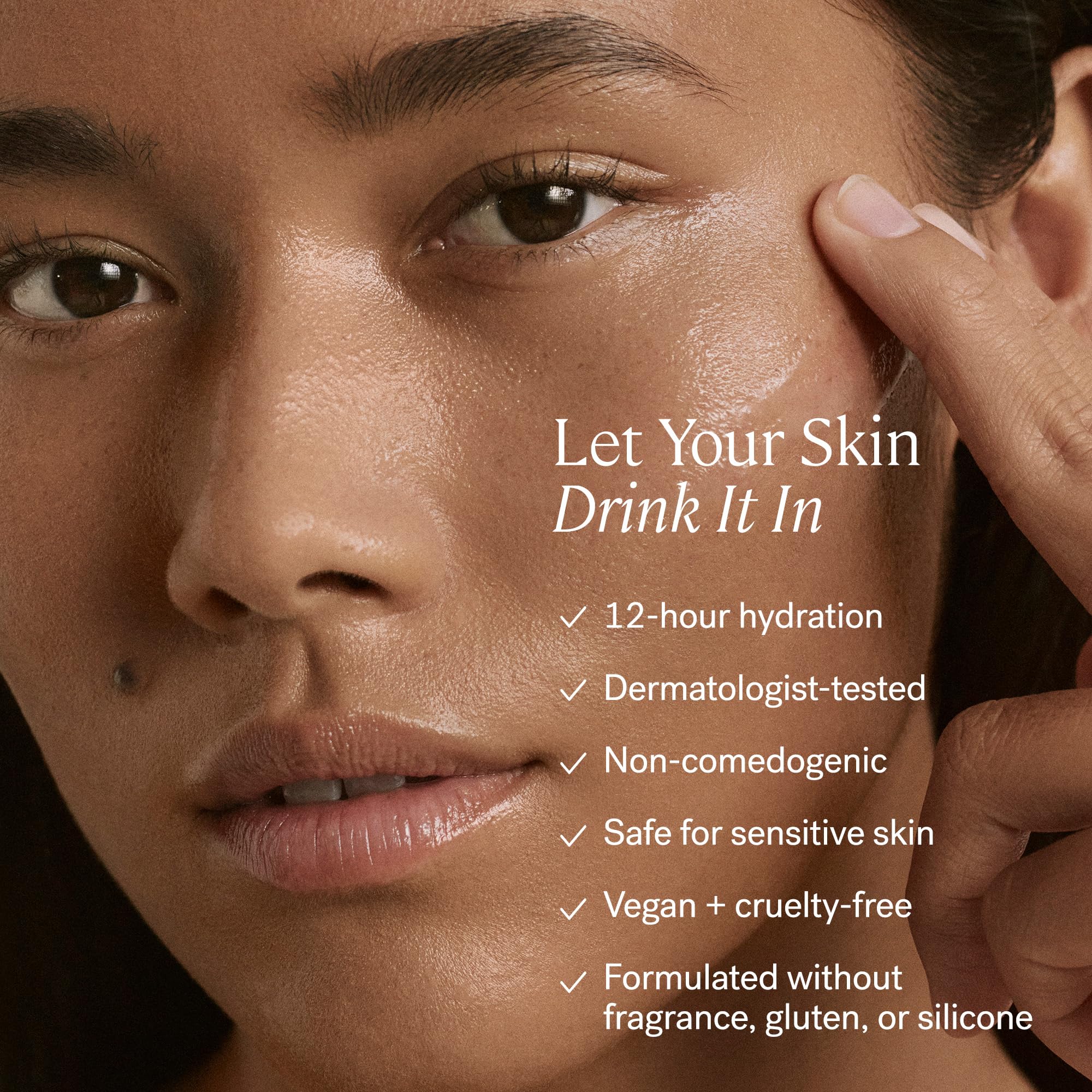 ILIA Base Face Milk on skin illustrating smooth, breathable hydration.