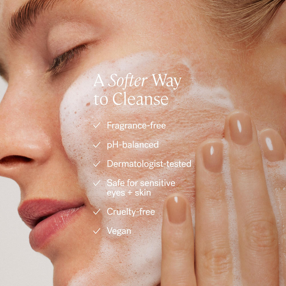 ILIA Cleanse foam lather during application for a soft cleanse.