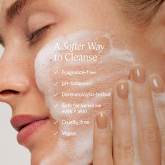 ILIA Cleanse foam lather during application for a soft cleanse.