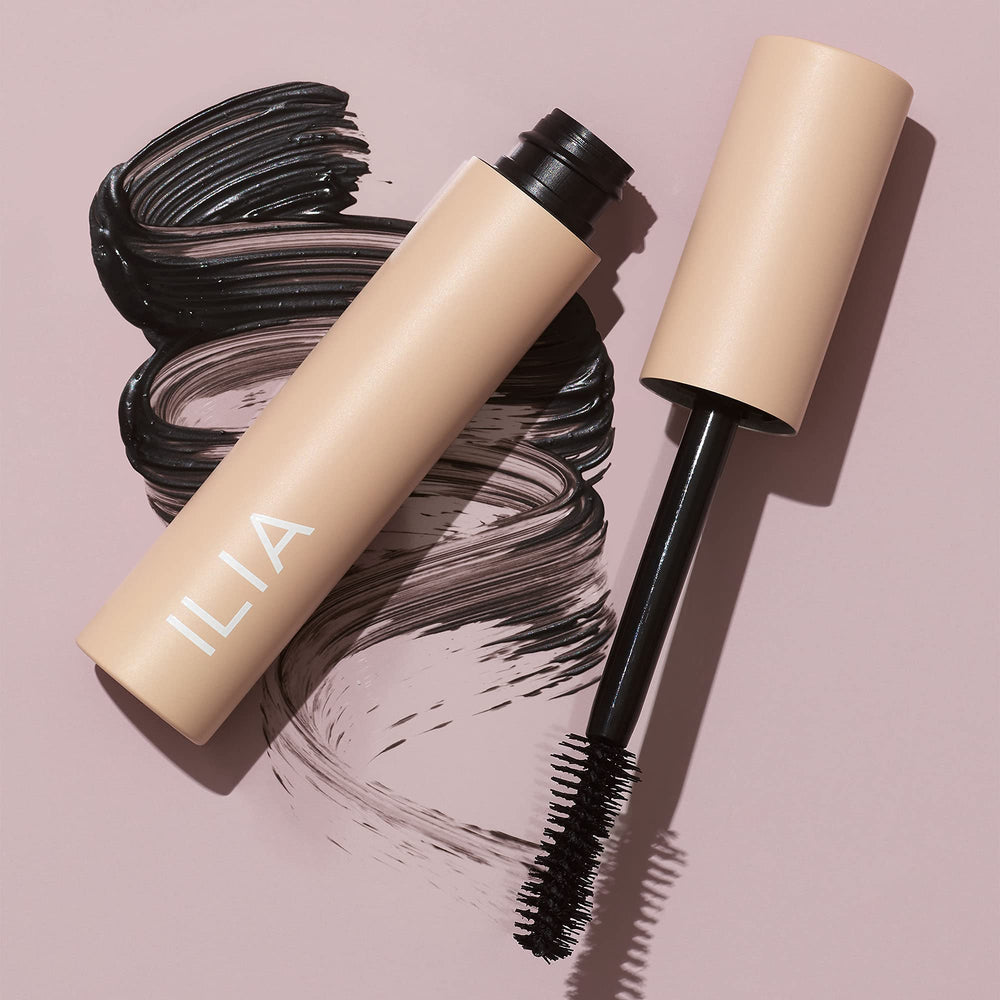 Creamy texture closeup of ILIA Fullest Volumizing Mascara