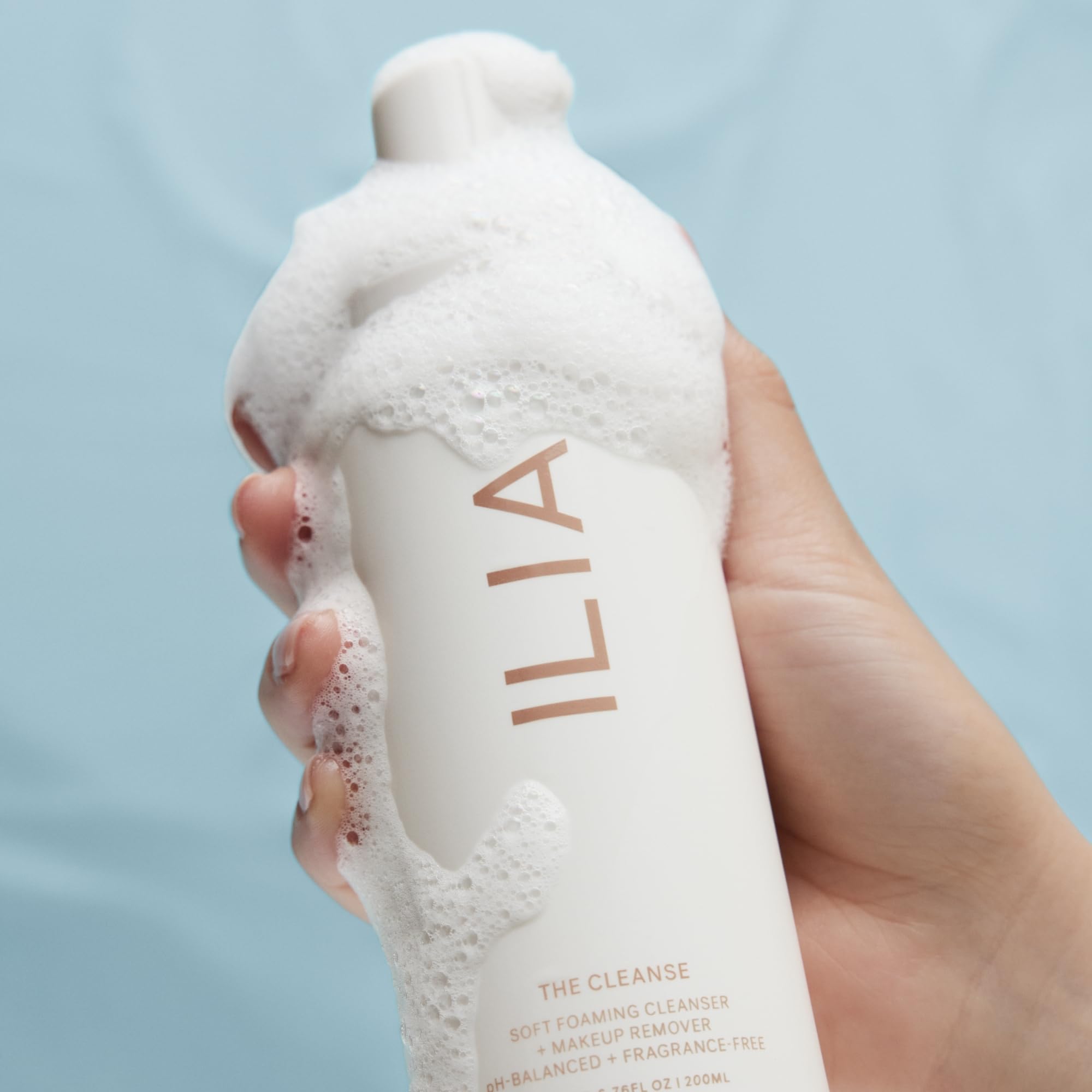 ILIA Hydrated skin after wash with refreshed feel.