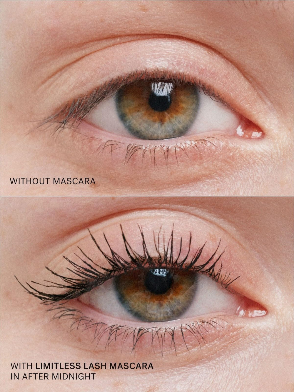 ILIA Limitless Lash Mascara coated lashes after first pass show natural definition.