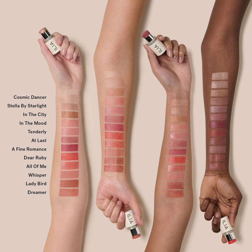 ILIA Multi-Stick on cheek delivers a natural, radiant glow