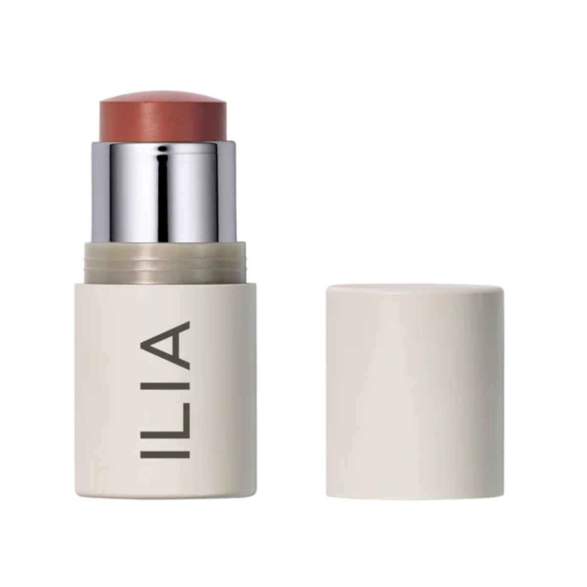 ILIA Multi-Stick Dreamer terracotta swatch showing buildable color on skin