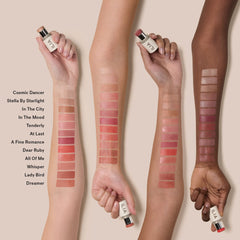 ILIA Rich Berry swatch on lips showing creamy, blendable finish.