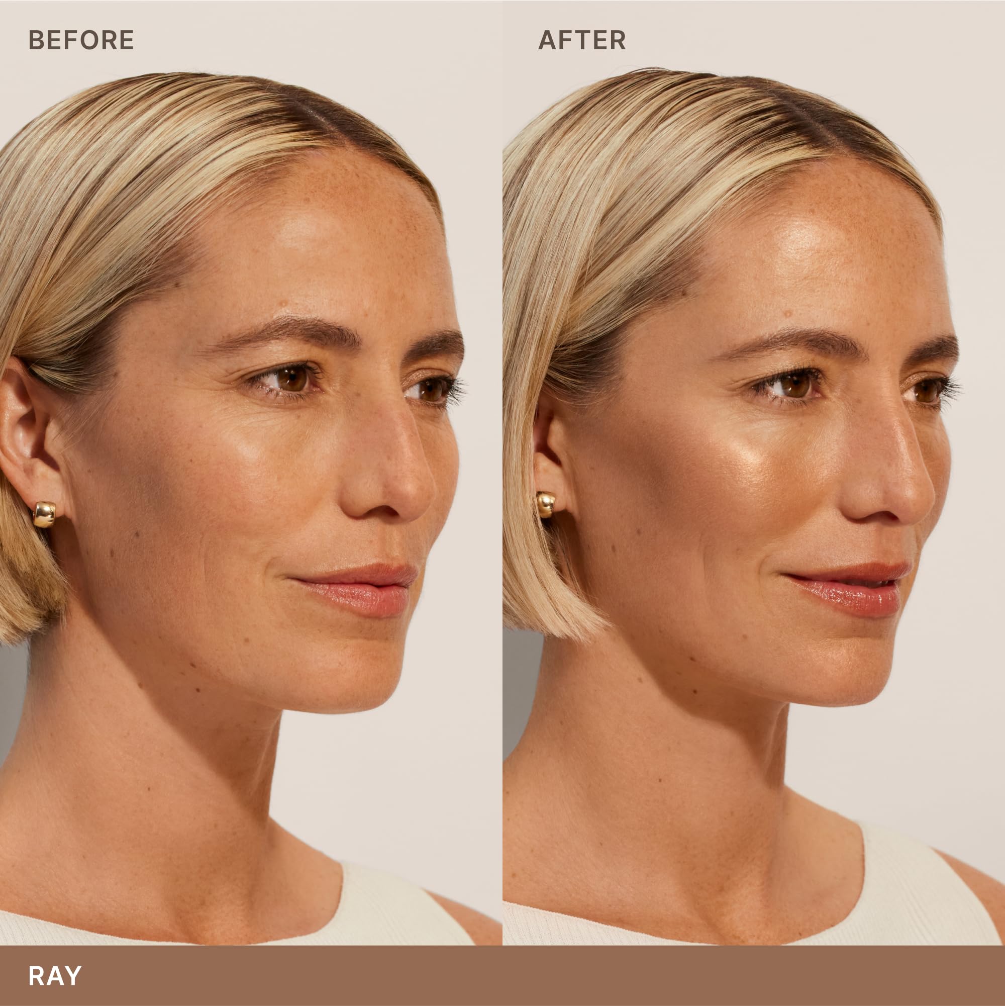 Ray shade provides warm golden bronze for sun-kissed glow.