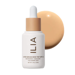ILIA Super Serum Skin Tint SPF 40 bottle delivers lightweight, dewy coverage.