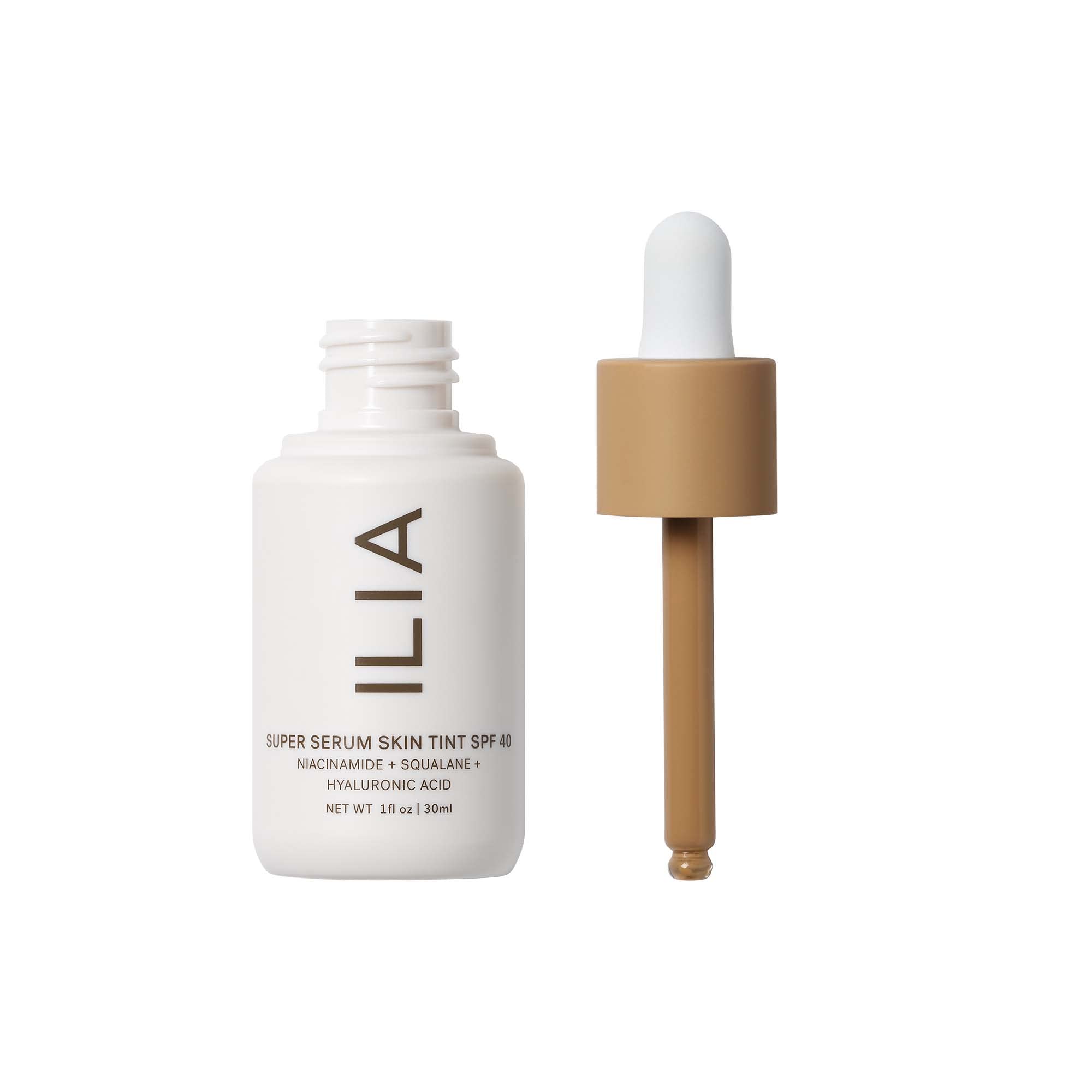 ILIA Skin Tint swatch demonstrates lightweight coverage for radiant skin.