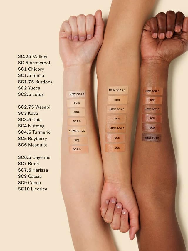 ILIA True Skin Serum Concealer swatch on skin demonstrates natural finish for day wear