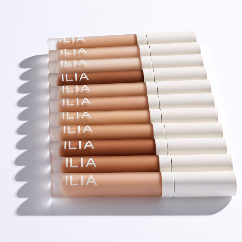 ILIA True Skin Serum Concealer tube close-up highlights compact, travel-friendly design.