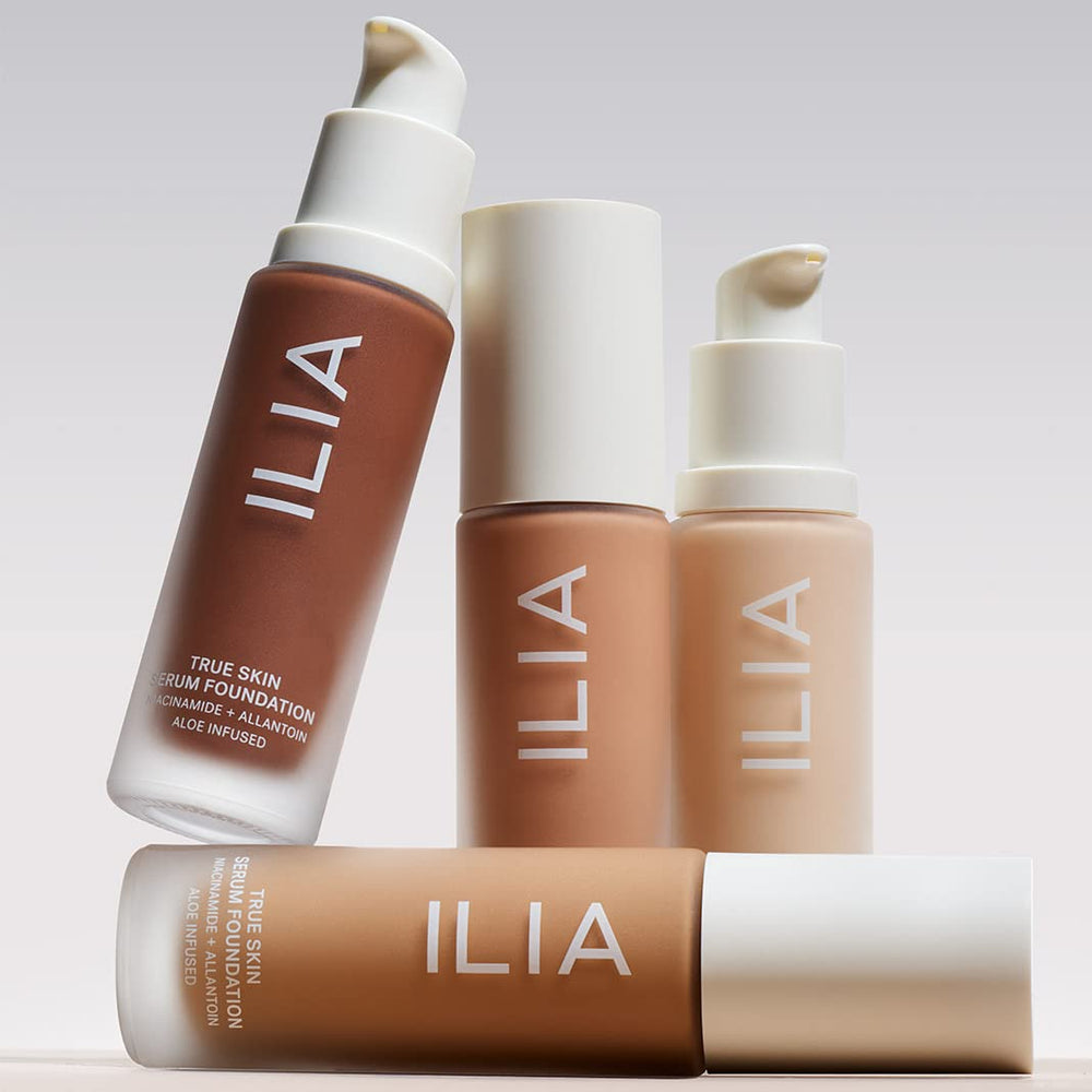 ILIA True Skin Serum Foundation fragrance-free packaging supports gentle care